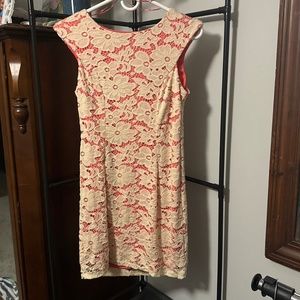 Lace coral sleeveless dress